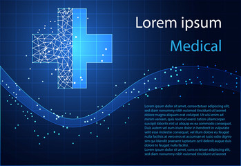 Abstract health science consist health plus digital technology concept  modern medical technology,Treatment,medicine on hi tech future blue background. for template, web design or presentation.