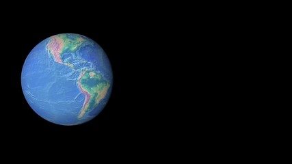 Wall Mural - Blue planet Earth revolves around its axis on an isolated black background. View our planet from outside.  
