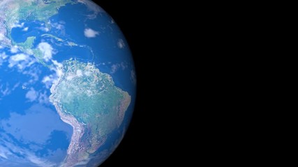 Wall Mural - The blue planet Earth revolves around its axis on a black background close by. View our planet from outside. 