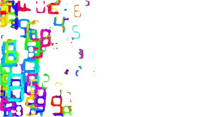 Poster - children's business. multicolored numbers. Economic flows are moving with a different speed. economic processes. place for text. cinematic background