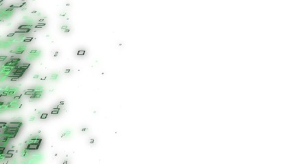 Poster - Figures at an angle at different levels. Business ecology. Dissolving figures. Economic processes. The green letters move on the left side of the screen. White background . place for text. green
