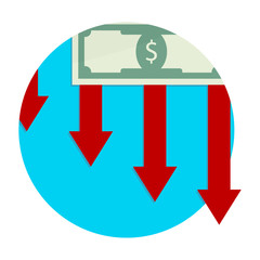 Sticker - Finance decline and collapse icon vector