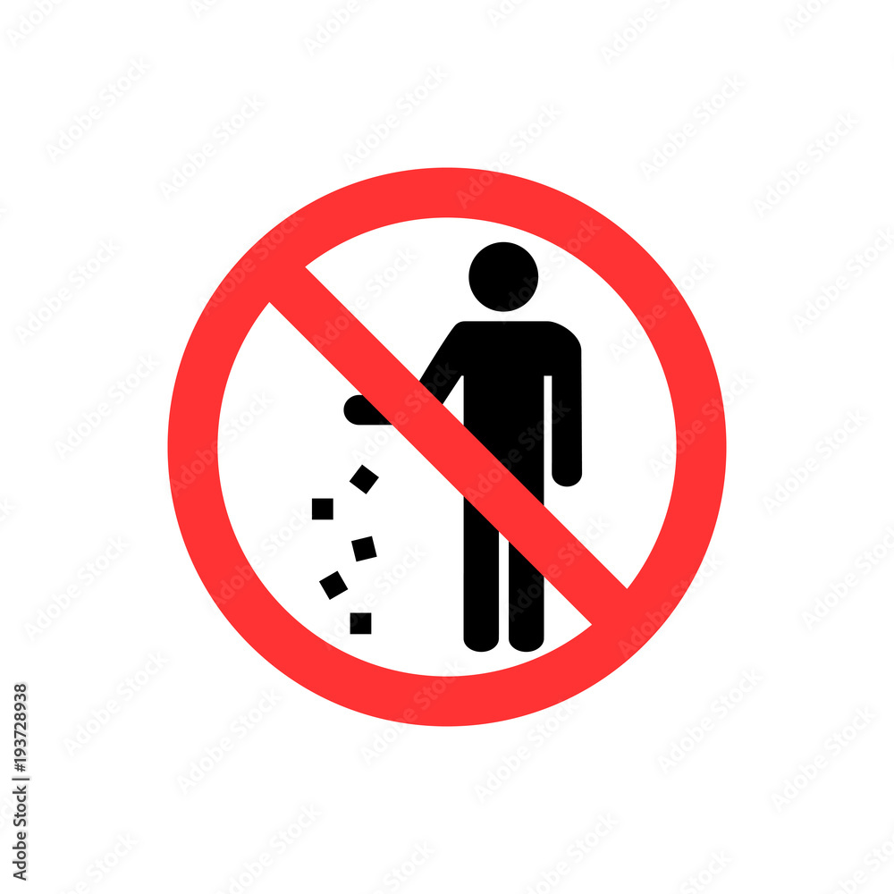 Garbage symbol. Do not litter sign. Trash icon. No sign. Flat vector  illustration. Red circle. Logo on white background. Stock Vector | Adobe  Stock, image size:1000x1000