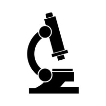 Simple Black Microscope Silhouette Illustration. Isolated On White