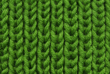 Green Knitted Texture Close-up