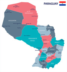 Paraguay - map and flag - Detailed Vector Illustration