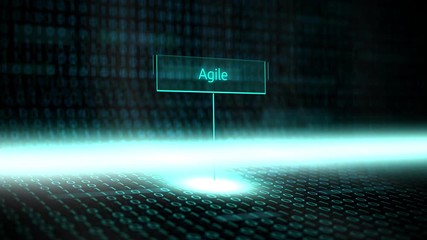 Digital landscape software defined typography with futuristic binary code - Agile