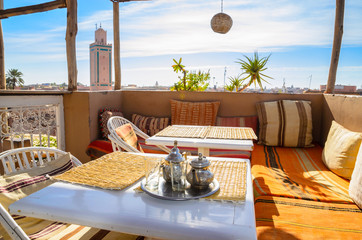 Traditional Moroccan mint tea in Marrakesh, Morocco