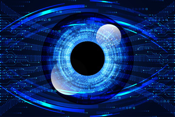 Poster - abstract technology science concept eye digital link and binary hi tech on blue background