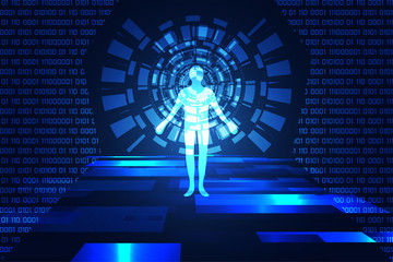 abstract technology concept humanity on the way to the future on binary hi tech background