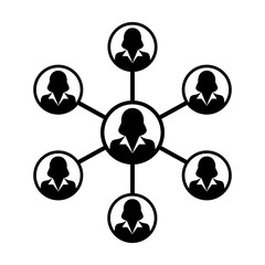 Women Team Icon Vector - Group of People Network and Connected Business Person Symbol in Glyph Pictogram illustration