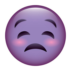 Poster - cute purple smile emoticon sad vector illustration