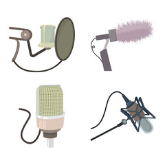 Poster - Studio microphone icon set, cartoon style
