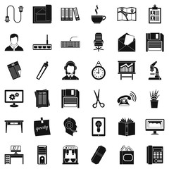 Poster - Chancellery icons set, simple style