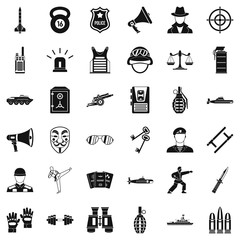 Poster - Police officer icons set, simple style