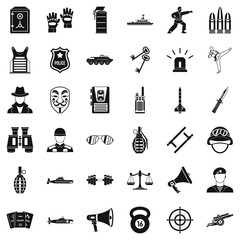 Poster - Cop icons set, simple style