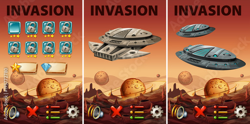 Fotomural Game template with space invasion theme
