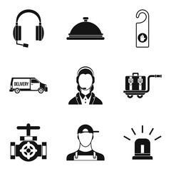 Poster - Enterprise support icons set, simple style