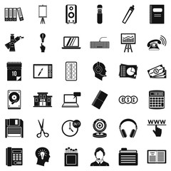 Poster - Clerical work icons set, simple style