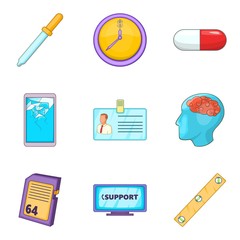 Poster - Entrepreneurship support icons set, cartoon style
