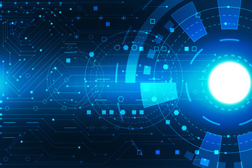 Poster - abstract technology concept circuit board digital dark blue color on hi tech background.