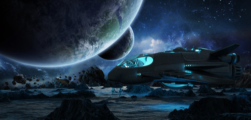 Poster - Astronauts exploring an asteroid 3D rendering elements of this image furnished by NASA