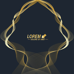 Aufkleber - Modern set of vector flyers. Molecule and communication background. Geometric abstract golden package. Connected line with dots. Golden design in trendy linear style.
