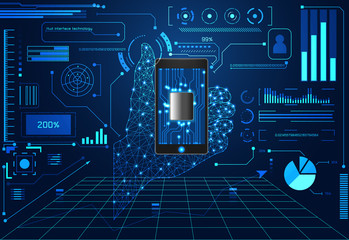 Poster - abstract technology ui futuristic concept phone interface hologram elements of digital data chart, c