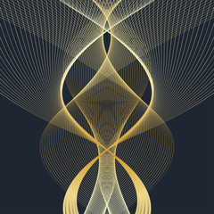Aufkleber - Modern set of vector flyers. Molecule and communication background. Geometric abstract golden package. Connected line with dots. Golden design in trendy linear style.