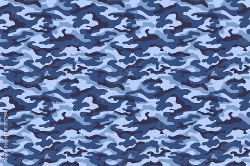 Cuadros en Lienzo Military camouflage texture, blue color. Vector