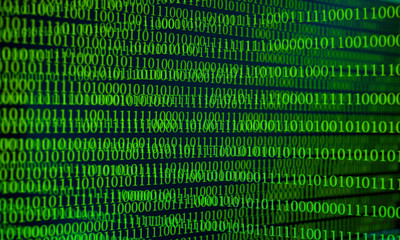 Poster - Green number 0 and 1 Digital on blackground