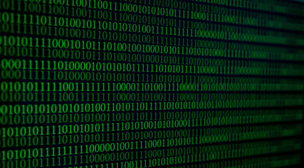 Poster - Green number 0 and 1 Digital on blackground