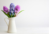 Lilac and pink hyacinths.
