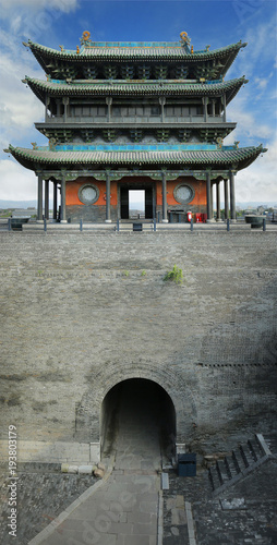 Fotografiet Wall, fortification of the old city of Pingyao ,Shanxi ,China