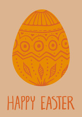 Wall Mural - Happy Easter card with orange egg