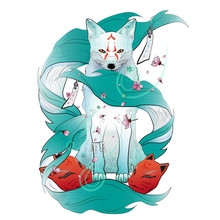 Traditional Japanese Fox Spirit Vector Illustration