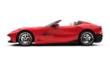 Lateral View Of A Red Convertible Car