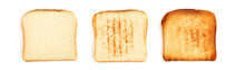 Collage Of Toast Breads On White Background