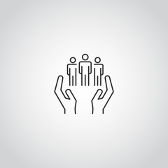 Wall Mural - People in hand vector line icon