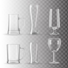 Set of empty transparent glasses