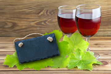 Wall Mural - Red wine and leaves  -   Label background