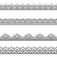 Wall Mural - set of seamless borders for design and application of henna. mehndi style. decorative pattern in ori