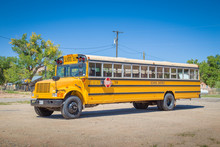 Traditional Yellow School Bus In North America