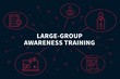 Conceptual business illustration with the words large-group awareness training