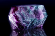 Macro Mineral Stone Fluorite Crystal On A Black Background