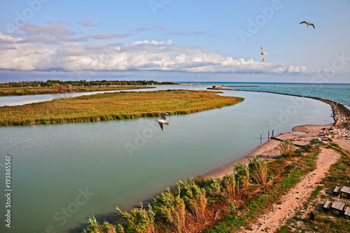 Fotografía Rosolina, Veneto, Italy: landscape of the Adige river mouth in the nature reserv