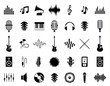 Set of vector music icons isolated on white