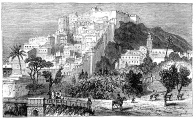 Fototapete - victorian engraving of Algiers, Algeria