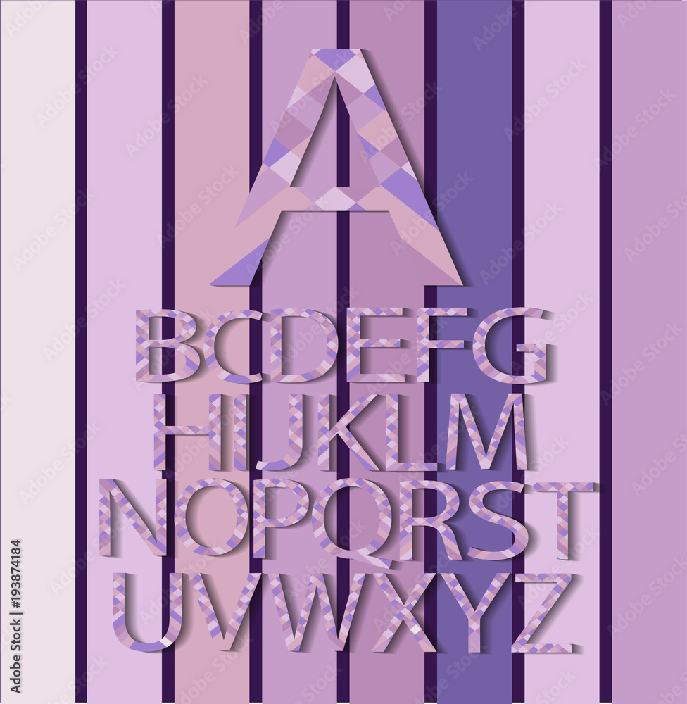 Ultra Violet modern font alphabet with shadow Stock Vector | Adobe Stock