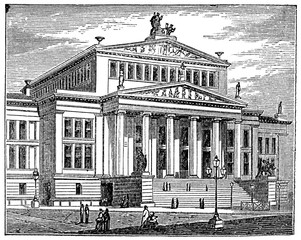 Fototapete - victorian engraving of the Konzerthaus, Berlin
